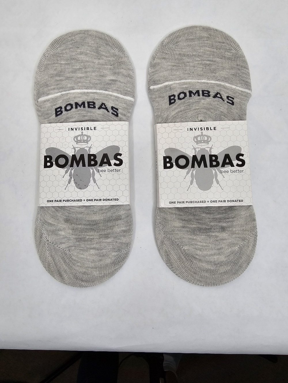 Bombas Men's Invisible No-Show Socks in Light Gray Heather Medium 2 Pack